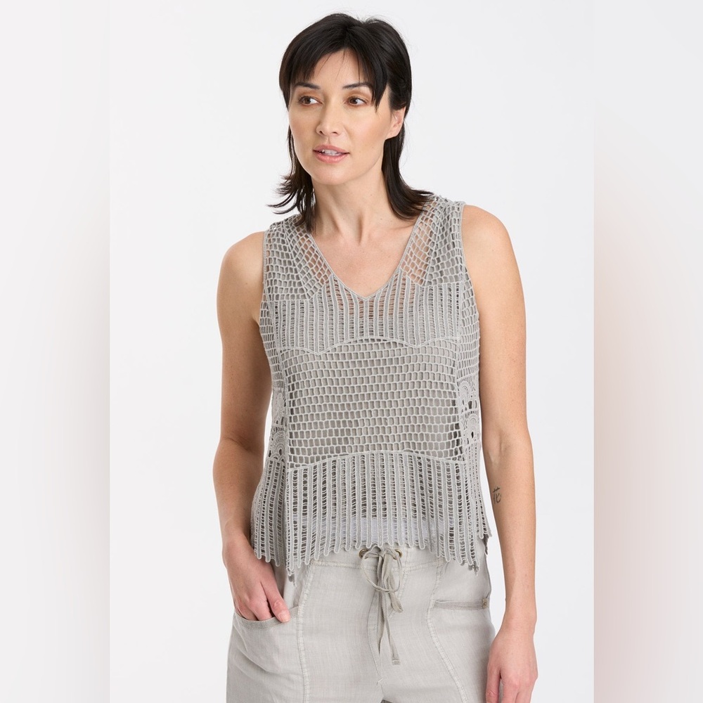 XCVI Larina Gray Knit Sleeveless Top